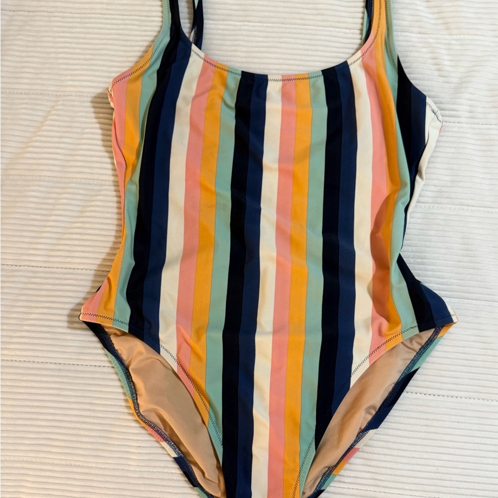 Striped J. Crew Multicolor One-Piece Swimsuit